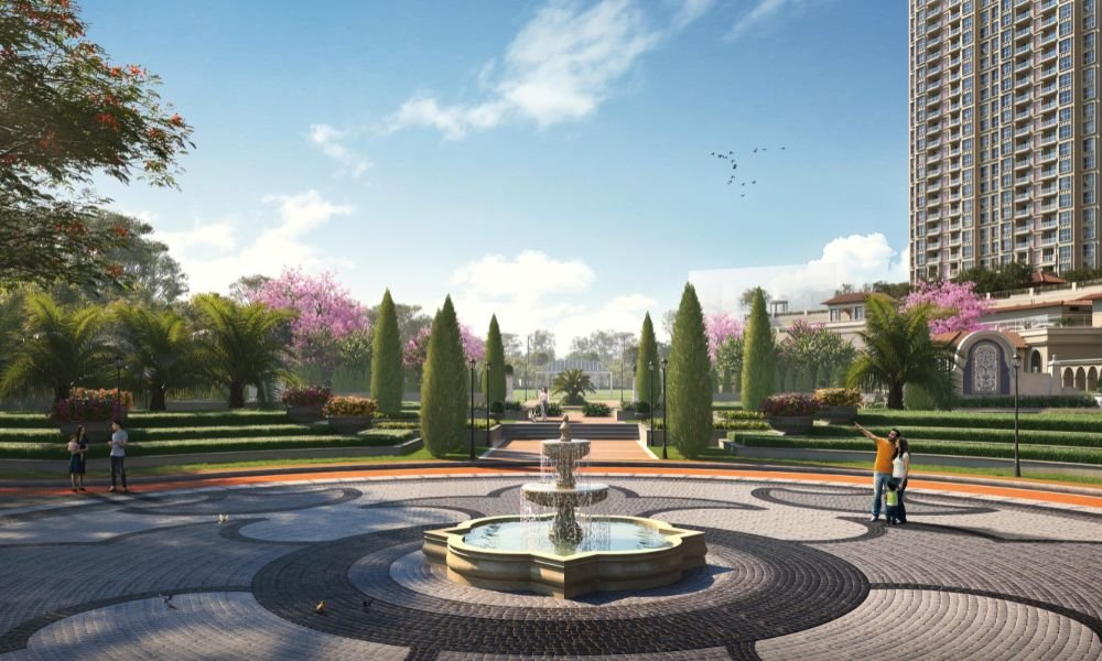 L&T Panvel Crestoria Estate central feature fountain